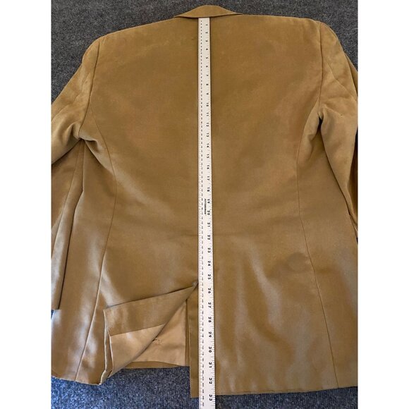 Chaps Mens 44L Tan Vegan Suede Blazer Two-Button Sport Coat Fall Academia Jacket - Picture 12 of 16
